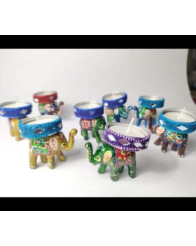 Elephant Tea Light White Wax Candle - Set of 6